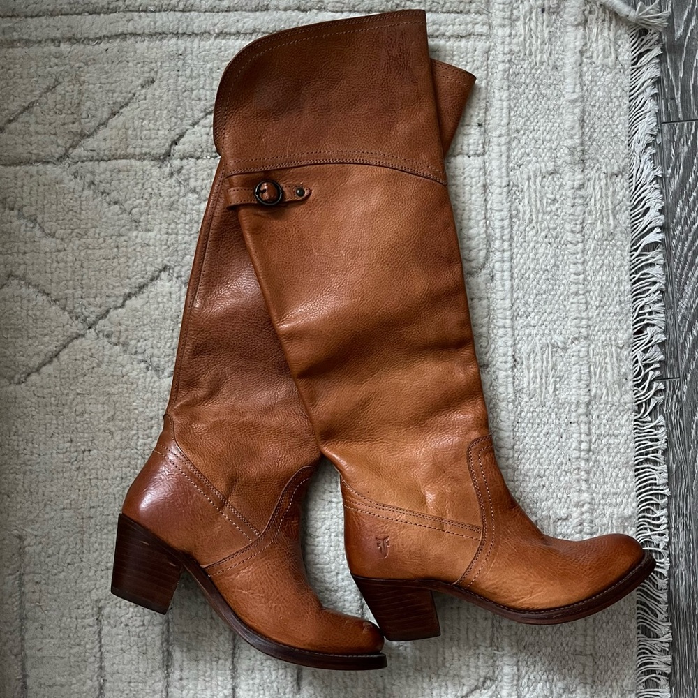 Frye Jane tall cuff leather boots 6 1/2B